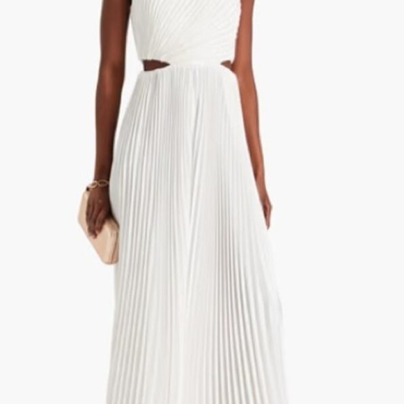 Alice + Olivia Powell White Pleated Wide Leg jumpsuit. Size 0. New With Tags - Picture 1 of 9